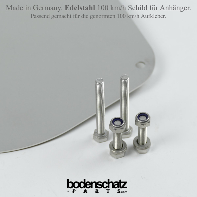 100 km/h Schild Edelstahl Halterung/Befestigung - Konsole für genormte Aufkleber - Das universelle für die Bordwand